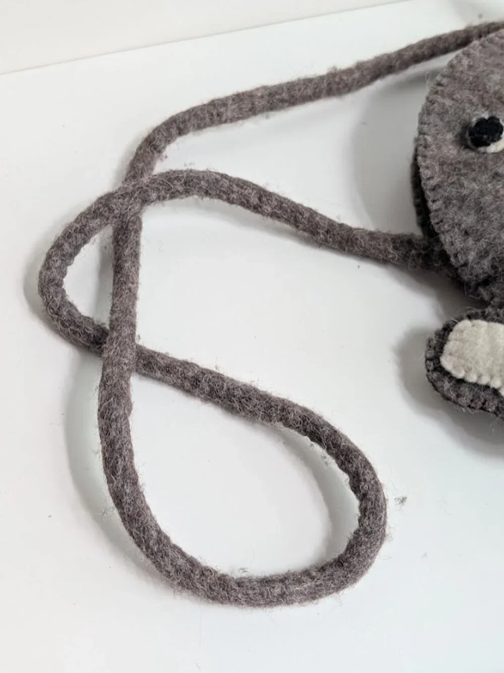Handmade Brown Elephant Felt Crossbody Shoulder Bag Purse